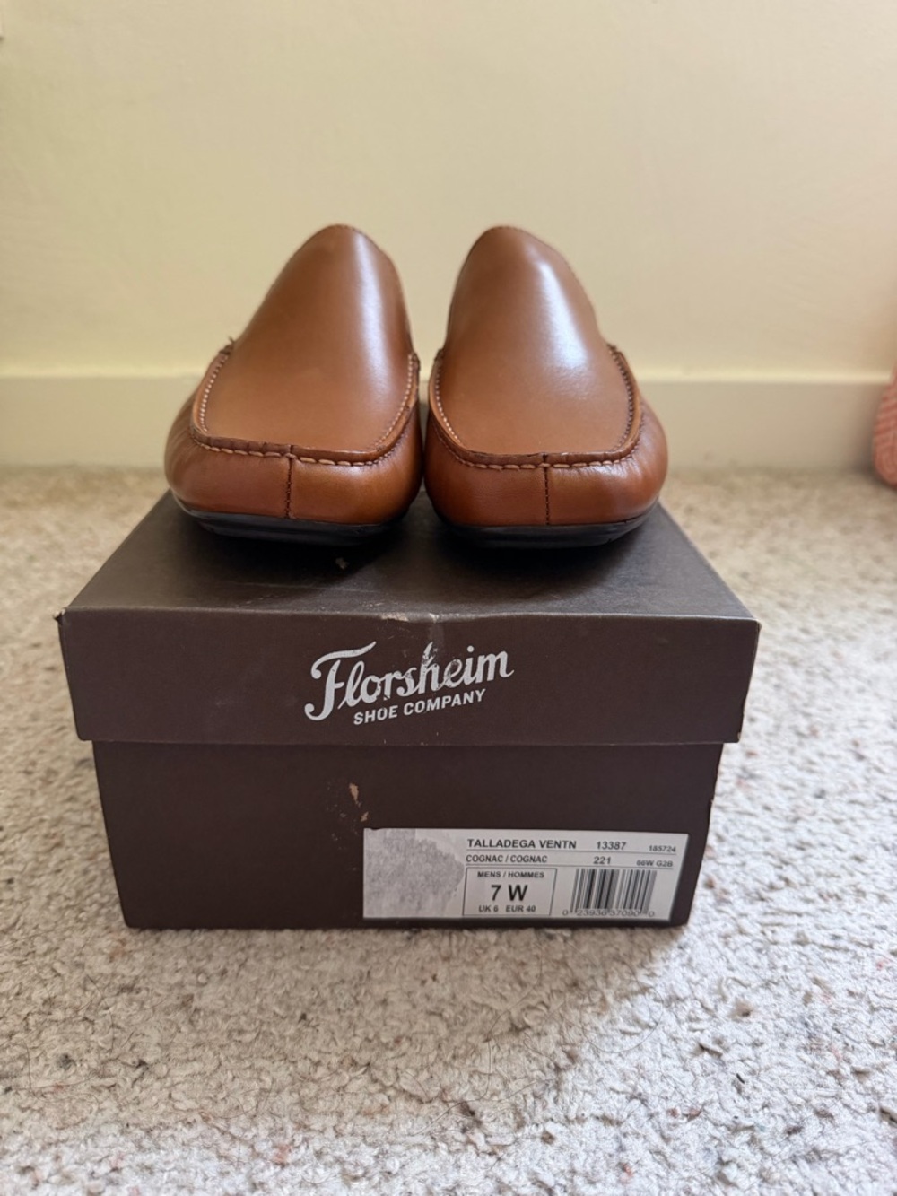 Florsheim Talladega Vent Slip-On Loafers Cognac Leather Men’s Size 7W